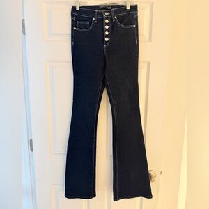 Veronica Beard Beverly Button Fly Skinny Flare Jeans